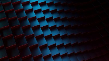 Kırmızı Neon Geometrik Soyut ile Dinamik Siyah Küp Deseni