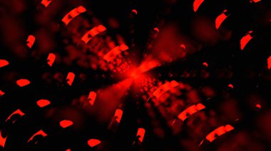 Dinamik Koyu Kırmızı Doku ve Dalgalı Neon Çizgisi 3 boyutlu Geometrik Soyut