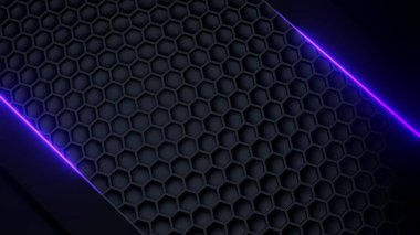 Pembe Neon Çizgisi ile Altıgen Ağı Derinlik ve Doku ile 3 boyutlu Soyut Tasarım