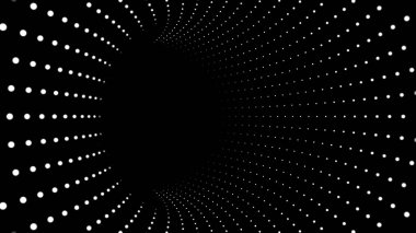 Beyaz Neon Dot Bilimkurgu Tüneli, 3 boyutlu Parlak Efektli Soyut Tasarım
