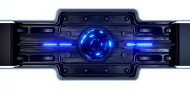 Beyaz Bilim-Kurgu Neon Robot Mekanik Bölümü Parlak Ayrıntılı 3D Tasarım