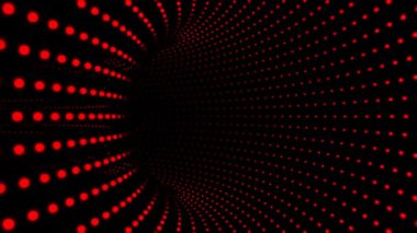 Fütürist Geometrik Soyut Tasarımlı Kırmızı Neon Dot Bilimkurgu Tüneli 3B Animasyon Döngüsü Animasyonu