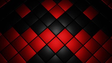 Kırmızı ve Siyah Kübik Desen Soyut Geometrik 3D Tasarım