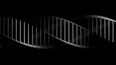 Karanlık Bilim-Kurgu Arkaplanı Üzerine Geleceğin Yapay DNA Helix Dönen Animasyonu