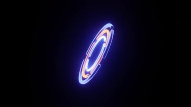 SciFi Blue ve Orange Neon Spinning Circle Döngü Animasyonu. mp4