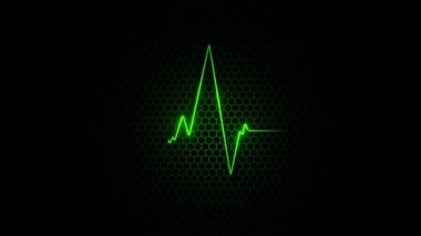 Yeşil Neon Nabız Çizgisi Karanlık Ağ Sonsuz Döngü 'de Çarpıyor