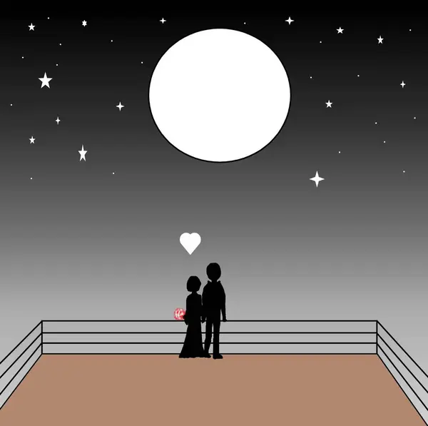 Aya bakan bir çiftin arkaplan görüntüsü, arka plan, görüntü, ay ışığı, parlayan, mor, deniz, kırmızı dağlar, gökyüzü, duvar kağıdı, resim, boya, doğru, ikon, tasarım, grafik, konsept, vektör, sanat, dolunay, kart, sevgili, yaşam ortağı