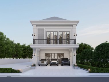 3D rendering 2 storey house design. with a modern classic concept. clipart