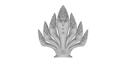 Naga suda oynuyor. 3B model.