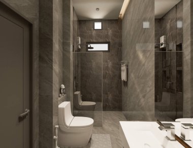 Banyo iç tasarımı ve dekorasyonu modern tarz. 3d oluşturma