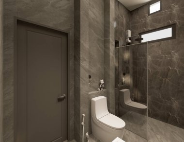 Banyo iç tasarımı ve dekorasyonu modern tarz. 3d oluşturma