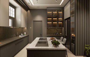 Modern Lüks Mutfak Tasarımı. 3B Hazırlama