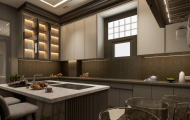 Modern Lüks Mutfak Tasarımı. 3B Hazırlama