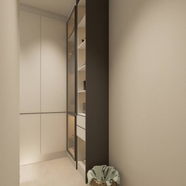 Minimalist Küçük Yatak Odası Tasarımı. 3B Hazırlama