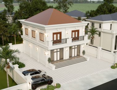 Balkonlu ve Klasik Mimarili Zarif İki Katlı Lüks Ev