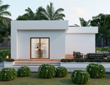 Patio ve Palm Trees 'li Modern Beyaz Saray