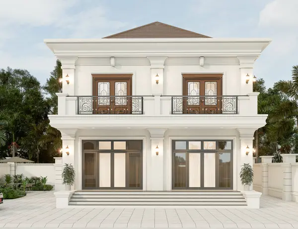 Balkonlu ve Klasik Mimarili Zarif İki Katlı Lüks Ev