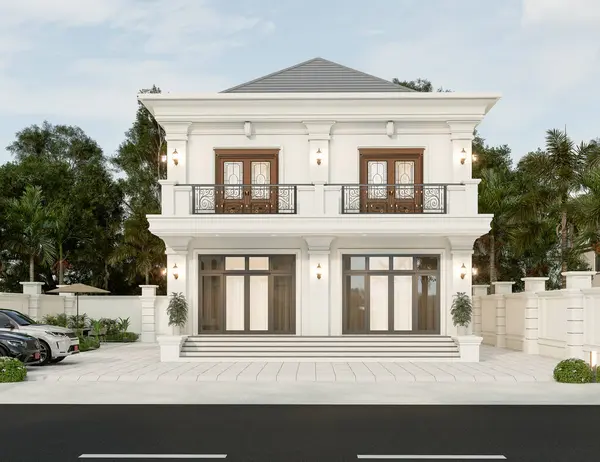 Balkonlu ve Klasik Mimarili Zarif İki Katlı Lüks Ev