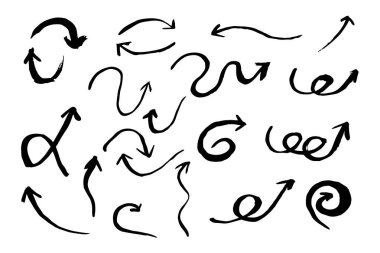 Beyaz Arkaplan 'a Sketchy Arrow Koleksiyonu Elle Çizilmiş Vektör Karalamaları