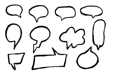 Kavramsal Tasarım İçin Elle Çizilmiş Konuşma Baloncuğu Çizimleri