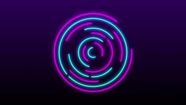 Bleu Rose Lignes Laser Cercle Lumineux Néon Cadre Boucle Animation — Video