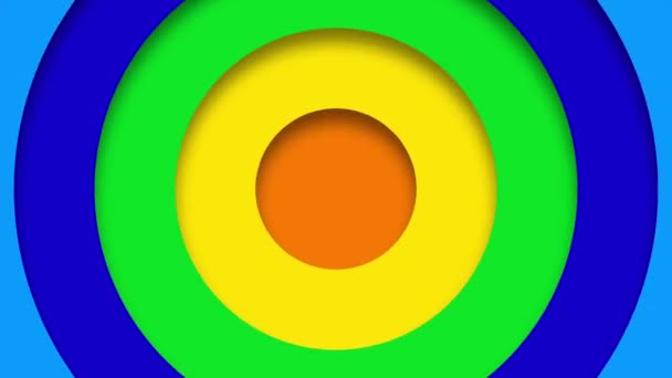 Regnbågens Färgcirklar Växer Från Mitten Sömlös Loop Animation Abstrakt Cirkel — Stockvideo