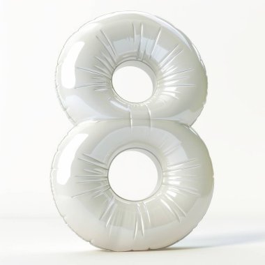 A glossy white balloon in the shape of the number 8, perfect for birthdays, anniversaries, and special events. clipart