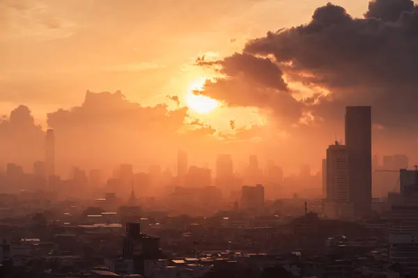 Beautiful Sunrise High Rise Building Business District Bangkok City Thailand — Stock Photo, Image