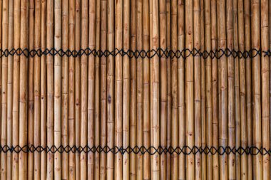 Duvar odasının iç tasarımının eskimiş kahverengi bambu dokusu