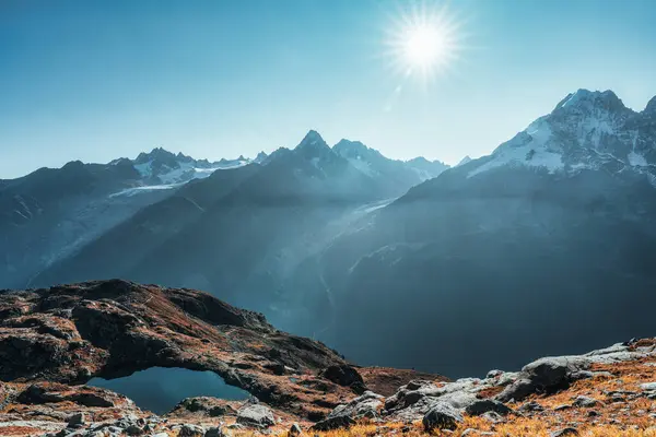 Paisagem Dos Alpes Franceses Maciço Mont Blanc Com Lac Des — Fotografia de Stock