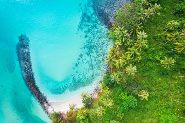 Yazın Trat, Tayland 'da turkuaz renkli tropikal deniz ve yemyeşil ormanlı güzel Koh Kood adasının hava manzarası.