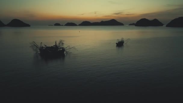 Erkunden Sie Vietnams Fischereitradition Mit Atemberaubenden Luftaufnahmen Vor Dem Sonnenuntergang — Stockvideo