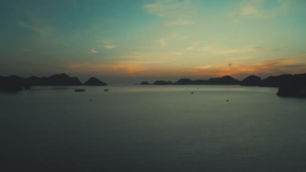 Utforska Vietnams Fisketradition Med Fantastisk Utsikt Över Luften Silhuett Mot — Stockvideo