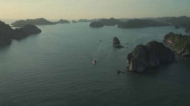 Насладитесь Ночной Рыбалкой Возле Города Кэт Заливе Лонг Вьетнаме Смотреть — стоковое видео