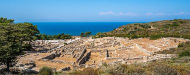 Panorama of the Archaeological site of Ruins of Ancient Kamiros, Rhodos Island, Greece