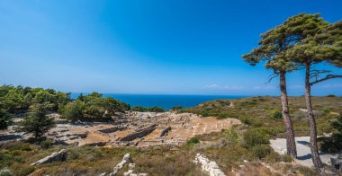 Panorama of the Archaeological site of Ruins of Ancient Kamiros, Rhodos Island, Greece