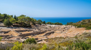 Panorama of the Archaeological site of Ruins of Ancient Kamiros, Rhodos Island, Greece