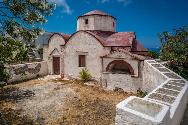 Stara Mała Opuszczona Kaplica Wiosce Mesochori Karpatos Grecja Obrazek Stockowy