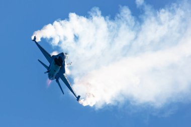 Radom, Polonya - 25 Ağustos 2023 Belçika Hava Kuvvetleri Lockheed F-16 Falcon savaş uçağı. Havacılık ve askeri uçak.