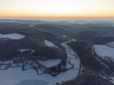 Thuringia dağlarındaki güzel kış manzarası