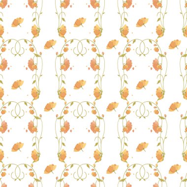 Vektör yapraklı küçük çiçek deseni.