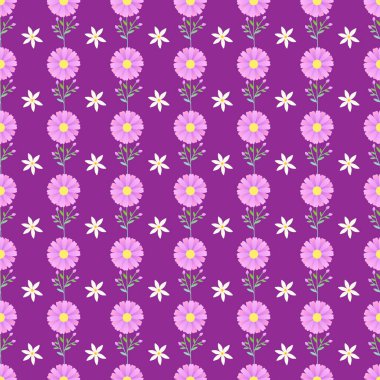 Vektör yapraklı küçük çiçek deseni.