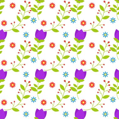 Vektör içinde renk ilkbahar çiçekleri deseni.