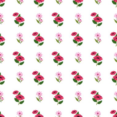 Beyaz arkaplanda serbest vektör renkli çiçekler