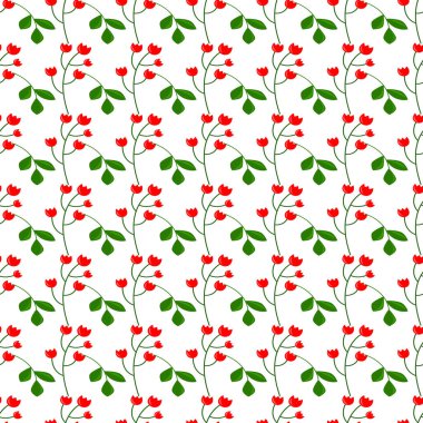 Rosehip ve bitki elementleri ile serbest vektörsüz desen