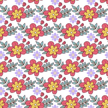 Serbest vektör el çizimi küçük çiçek deseni tasarımı