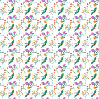 Serbest vektör el çizimi küçük çiçek deseni tasarımı