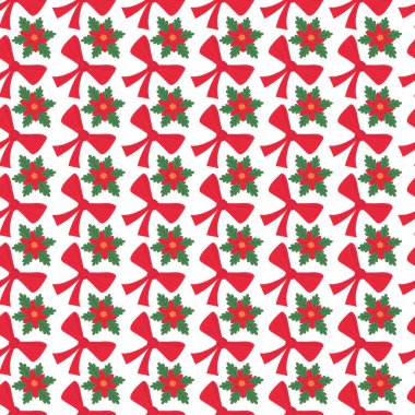 Çiçekli ücretsiz Noel kırmızı kurdele deseni .