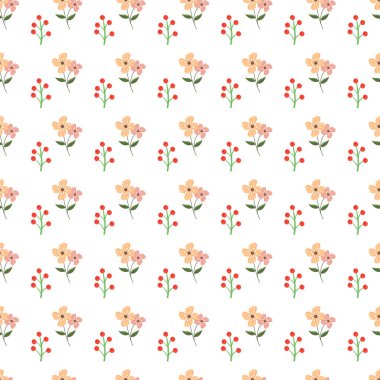 Vektörsüz küçük çiçek desenli arka plan tatlı tebrik kartı