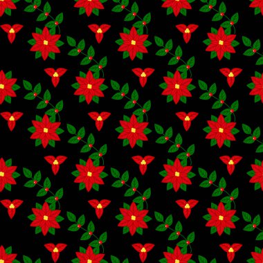 Çiçeksiz desenli ve kutsal yapraklı güzel Noel çiçekleri.